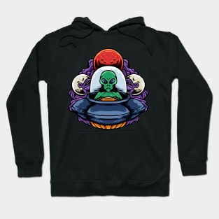 Alien Flying a Spaceship Hoodie